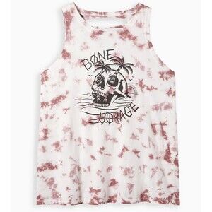 Torrid LoveSick Tie Dye Skull Island Bone Voyage Tank Slashed Back Plus Size 2X